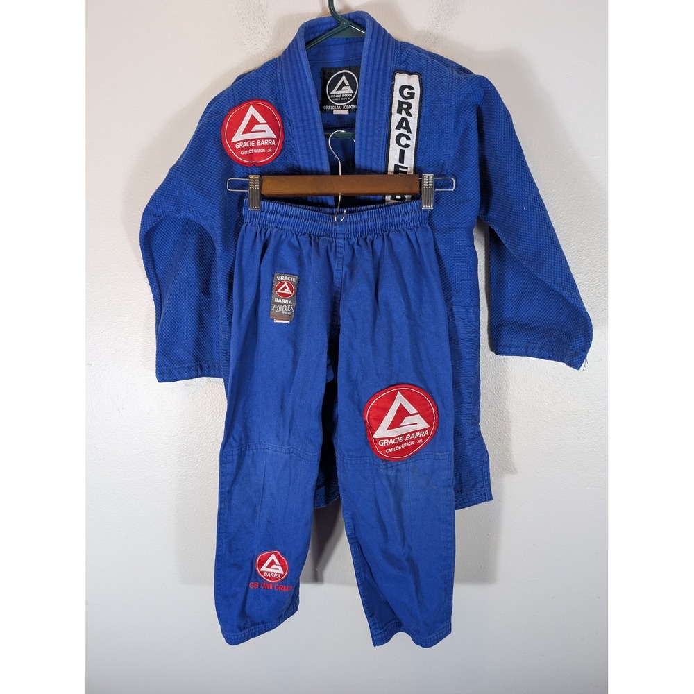 Gracie Barra Kids M1 M2 BJJ Gi Blue Set Kimono Top Pants Carlos Gracie Jr